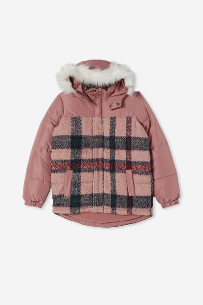 Grace Puffer Jacket, DUSTY BERRY/CHECK