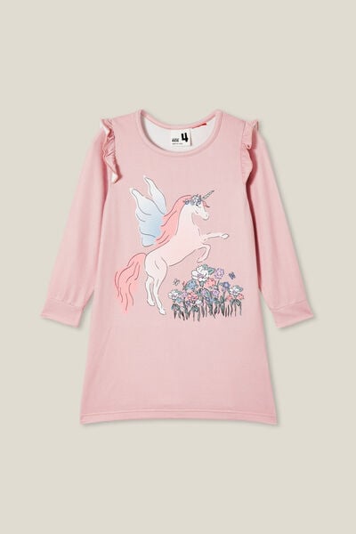 Camiseta - Maddi Long Sleeve Flutter Nightie, ZEPHYR/UNICORN MEADOW FLORAL