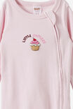 Growie Long Sleeve Zip All In One Romper, TEA PARTY PINK/LITTLE CUPCAKE - example image 2