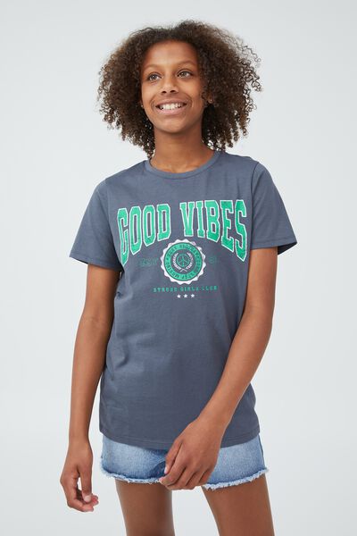 Penny Short Sleeve Tee, VINTAGE NAVY/GOOD VIBES STRONG GIRLS CLUB