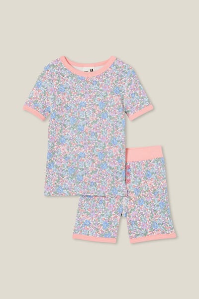 Talia Short Sleeve Pyjama Set, VANILLA/MIDDLETON FLORAL