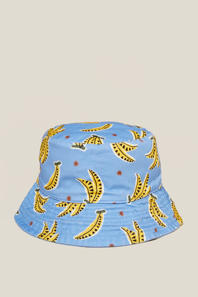 Kids Reversible Bucket Hat, DUSK BLUE/BANANAS