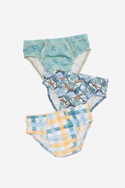Cuecas - Boys 3 Pack Underwear, DINO STOMP/PETTY BLUE