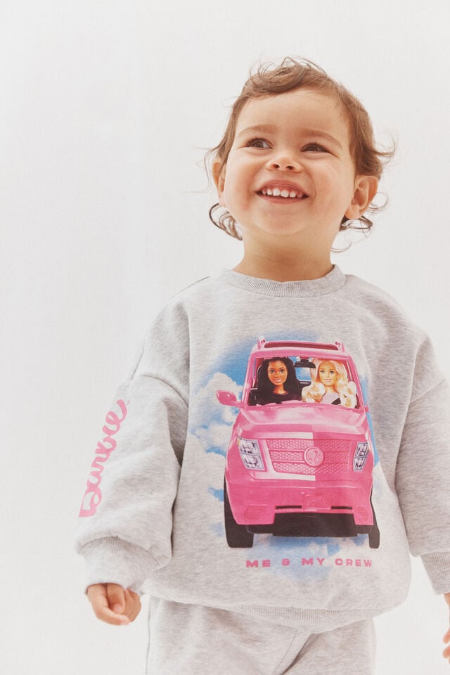 Barbie Alma Drop Shoulder Sweater, LCN MAT CLOUD MARLE/BARBIE DRIVING AROUND