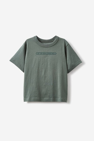 Jonny Short Sleeve Graphic Print Tee, SWAG GREEN/LETS ROLL