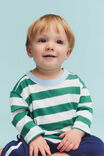 Baby Essential Long Sleeve Graphic Tee, VANILLA/ENGLISH IVY STRIPE - example image 2