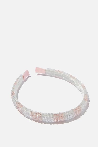 Luxe Headband, PINK/WHITE SPARKLE BEADS