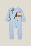 The Long Sleeve Zip Romper, FROSTY BLUE/DOG TRACTOR DRIVER - alternate image 3