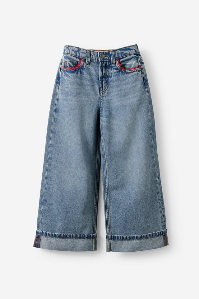 Super Wide Leg Denim Jean, BLUE HAVEN MID BLUE/POCKET TRIM