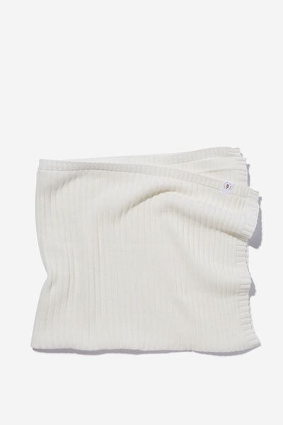 Organic Knit Blanket, MILK