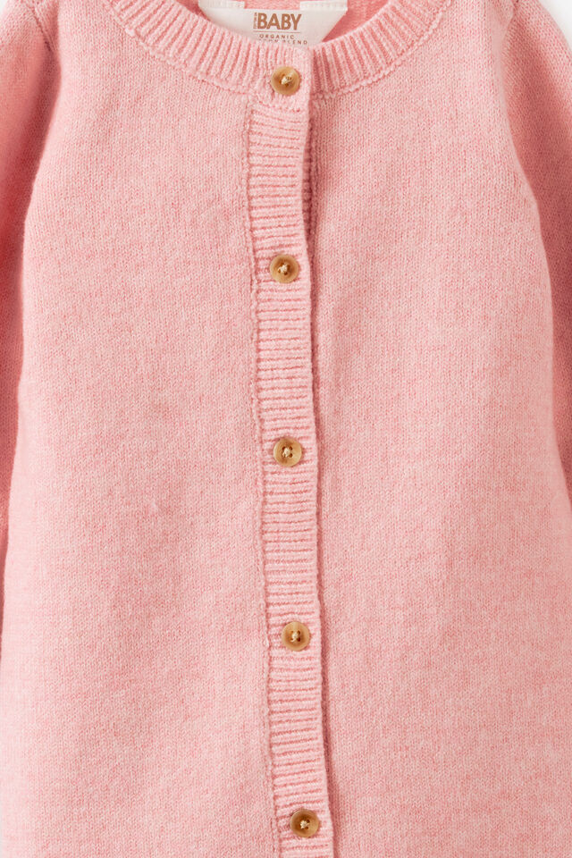 Baby Organic Knit Blend Long Sleeve All In One, POP PINK MARLE