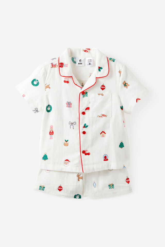 Kids Woven Family Xmas Pj Set, VANILLA/EVERYTHING CHRISTMAS