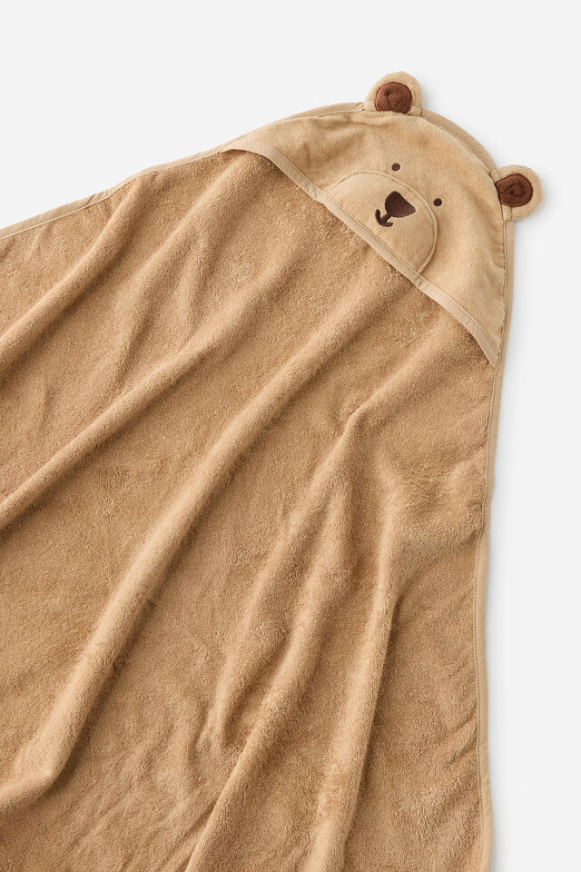 Baby Organic Snuggle Towel, PEANUT BUTTER/BEAR