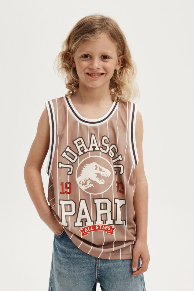 Jurassic Park Basketball Tank, LCN UNI TAUPY BROWN & WHITE STRIPE/JURASSIC P