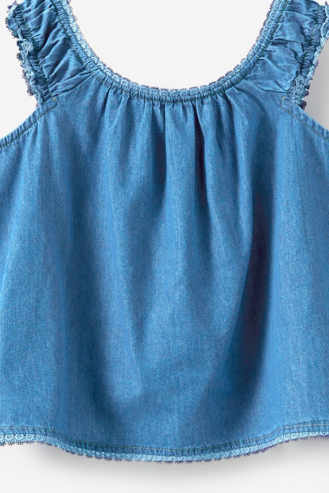 Gigi Babydoll Top, LIGHT WASH