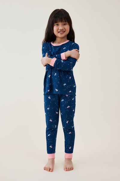 Serena Long Sleeve Pyjama Set, IN THE NAVY/UNICORN SPARKLE