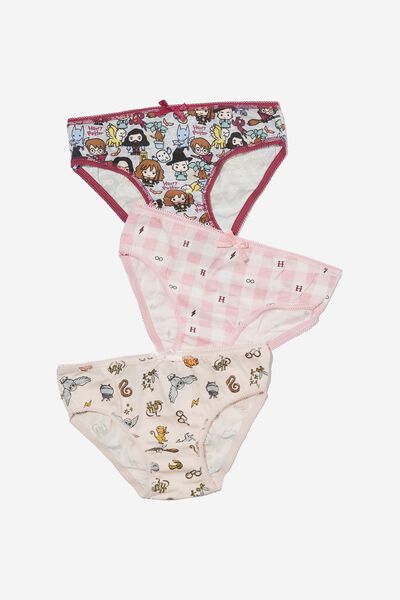 3 Pack Girls Underwear Licensed, LCN WB HARRY POTTER/CRYSTAL PINK