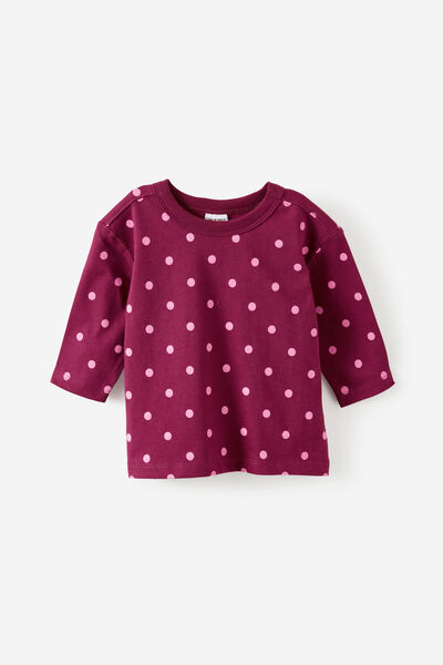 Baby Essential Long Sleeve Graphic Tee, BERRY JAM SPOT