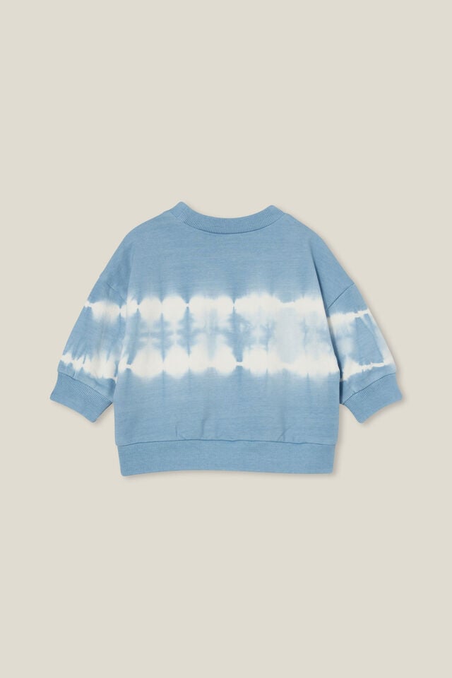 Alma Drop Shoulder Sweater, DUSTY BLUE/LINEAR TIE DYE