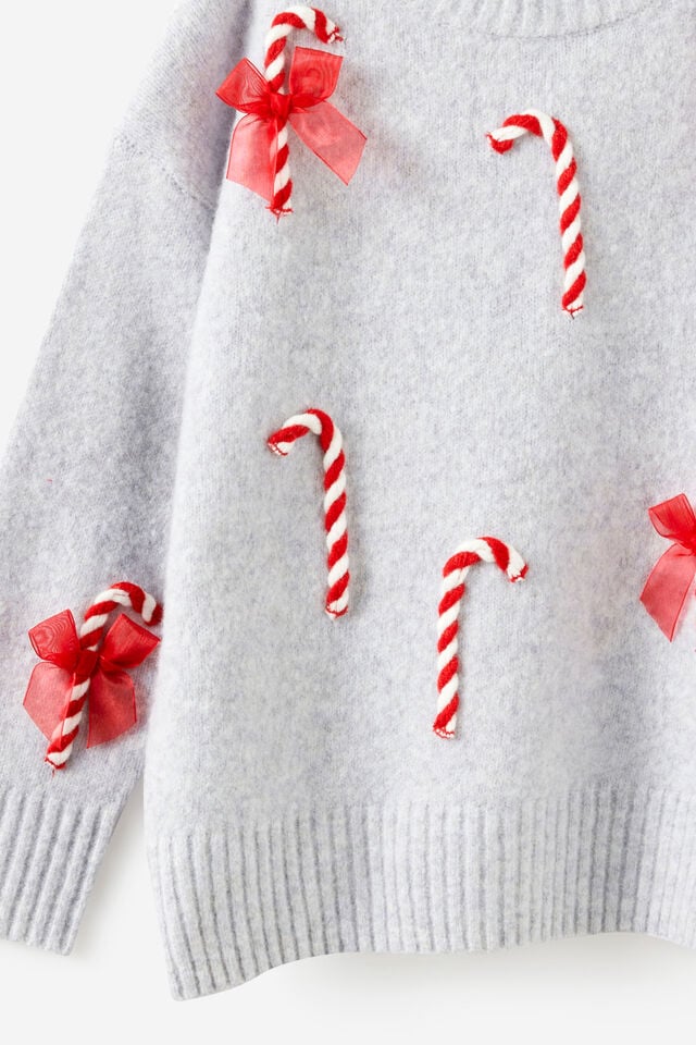 Soft Knit Sweater, GREY MARLE/CHRISTMAS