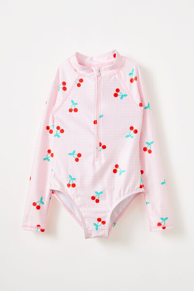 Lydia One Piece, BLUSH PINK GINGHAM/CHERRIES