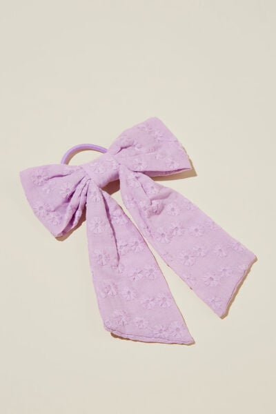 Bailee Bow Hair Tie, LILAC DROP/BRODERIE