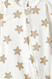 Growie Long Sleeve Zip All In One Romper, VANILLA/TWINKLY STARS - example image 2