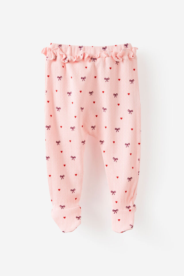 Organic Pointelle Legging, POP PINK/BOWS & HEARTS