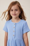 Sally Button Front Short Sleeve Dress, DUSK BLUE WAFFLE - alternate image 4