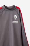 Sonic x DC Comics Flynn Long Sleeve Raglan Rash Vest, LCN RABBIT GREY / VARSITY RED / SONIC X DC - example image 2