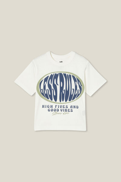 Camiseta - Jonny Short Sleeve Print Tee, VANILLA/LESS RULES