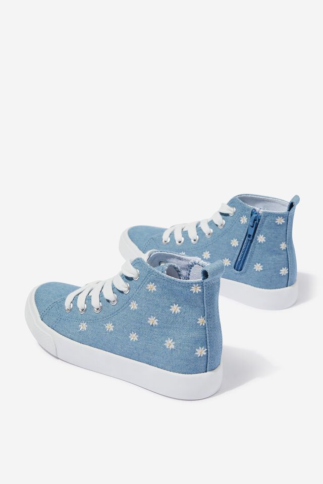 Classic Canvas High Top Trainer, DAISY DENIM EMBROIDERY