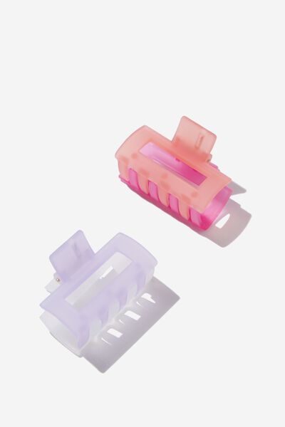 Claudine Claw Clips, PURPLE/PINK TWO TONE 2 PK