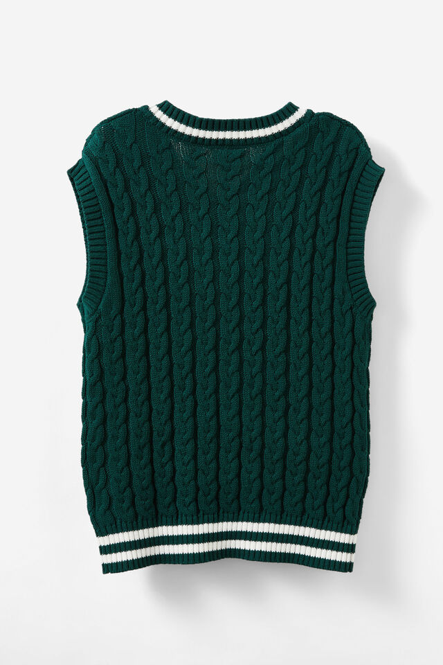 Kingsley Knit Vest, PINE TREE GREEN/CABLE STRIPE