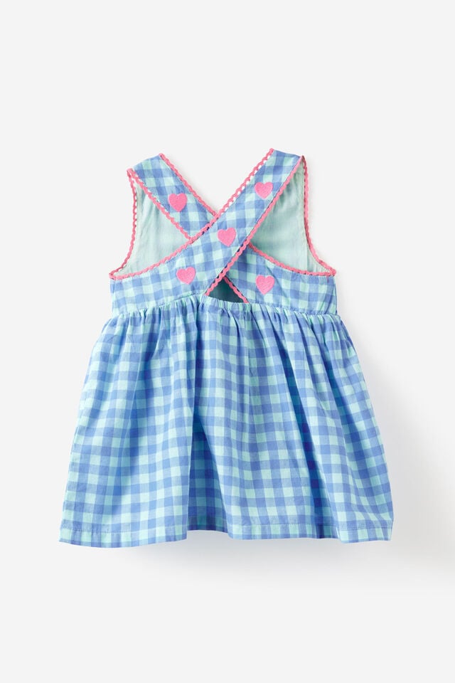 Baby Woven Cross-Back Dress, SEAGLASS/BLUE BONNET GINGHAM
