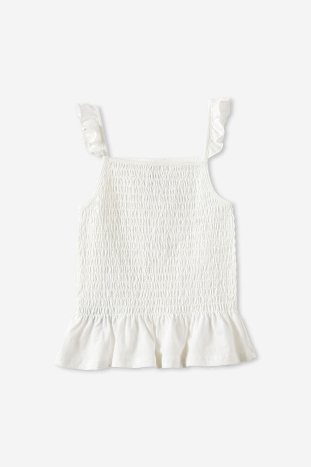 Shirred Tank Top, VANILLA