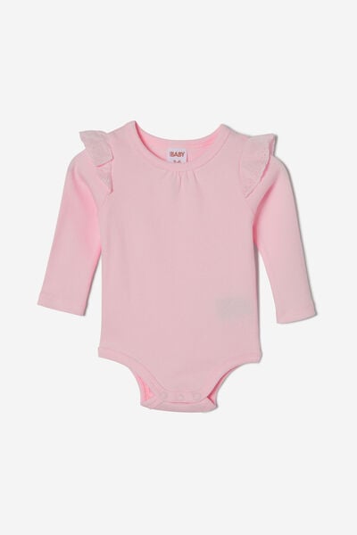 The Long Sleeve Broderie Ruffle Bubbysuit, BALLERINA