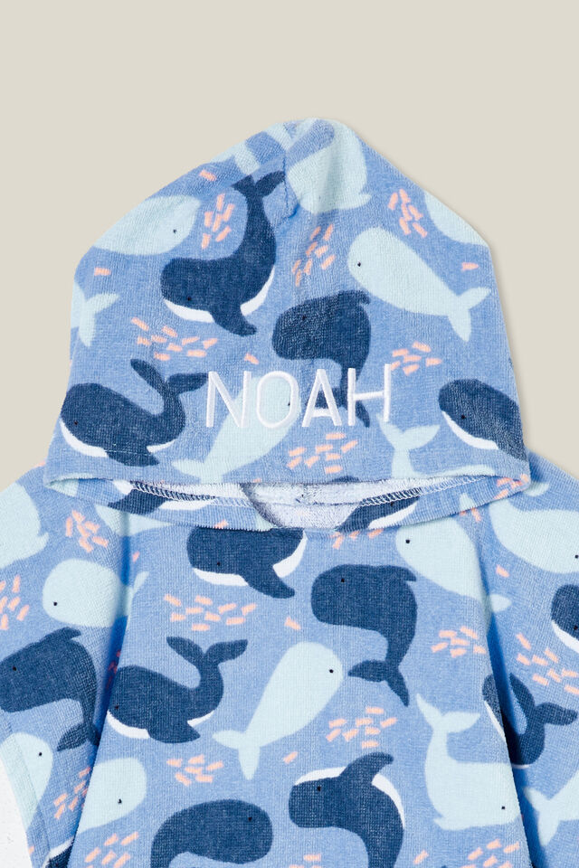 Baby Hooded Towel - Personalised, DUSK BLUE/WHALES FRIENDS