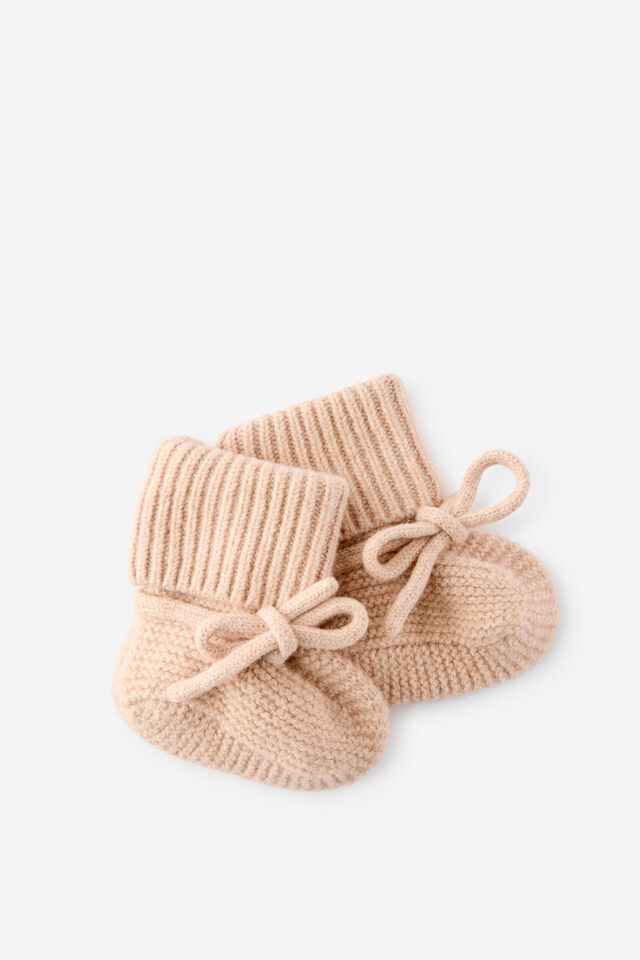 Baby Organic Blend Knit Booties, CARAMEL FUDGE MARLE