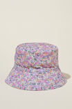 Kids Reversible Bucket Hat, CLAIRE DITSY PINK GERBERA/TROPICAL ORANGE - alternate image 1