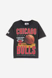 License Drop Shoulder Short Sleeve Tee, LCN NBA BLACK WASH/CHICAGO BULLS GRAPHIC - alternate image 1