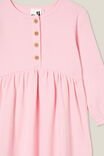 Sally Button Front Long Sleeve Dress, BLUSH PINK WAFFLE - alternate image 2