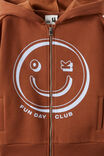 Sammy Zip Through Hoodie, CHESTNUT/ICE BLUE FUN DAY CLUB - example image 2