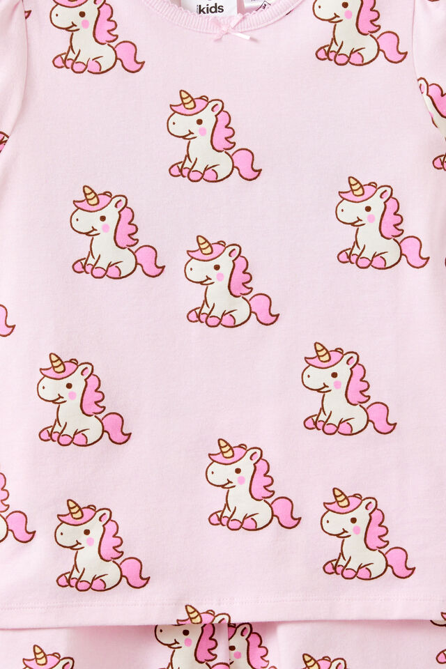 Dreamdrift Puff Short Slv Pj Set, BALLET PINK GLOW/UNICORN GLOW