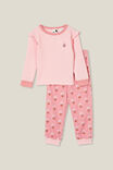 Willow Long Sleeve Flutter Pyjama Set, PINK PUNCH/FLORAL WOOD STAMP - alternate image 1