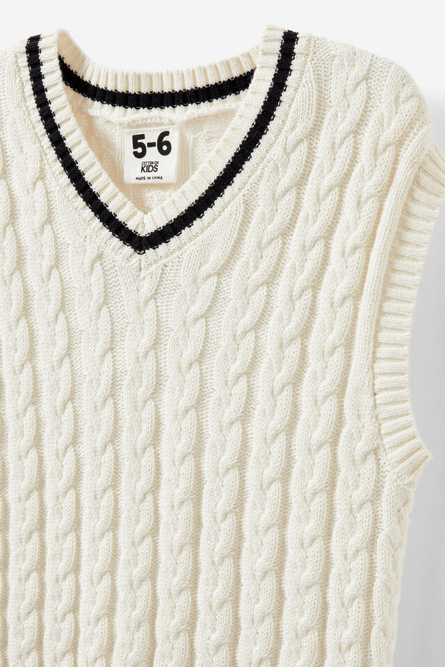 Kingsley Knit Vest, DARK VANILLA/CABLE STRIPE