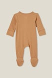 Organic Pointelle Zip All In One Romper, TAUPY BROWN - alternate image 3