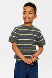 Oversized Knit Tshirt, KHAKI GREEN/SUNKISSED STRIPE - example image 1