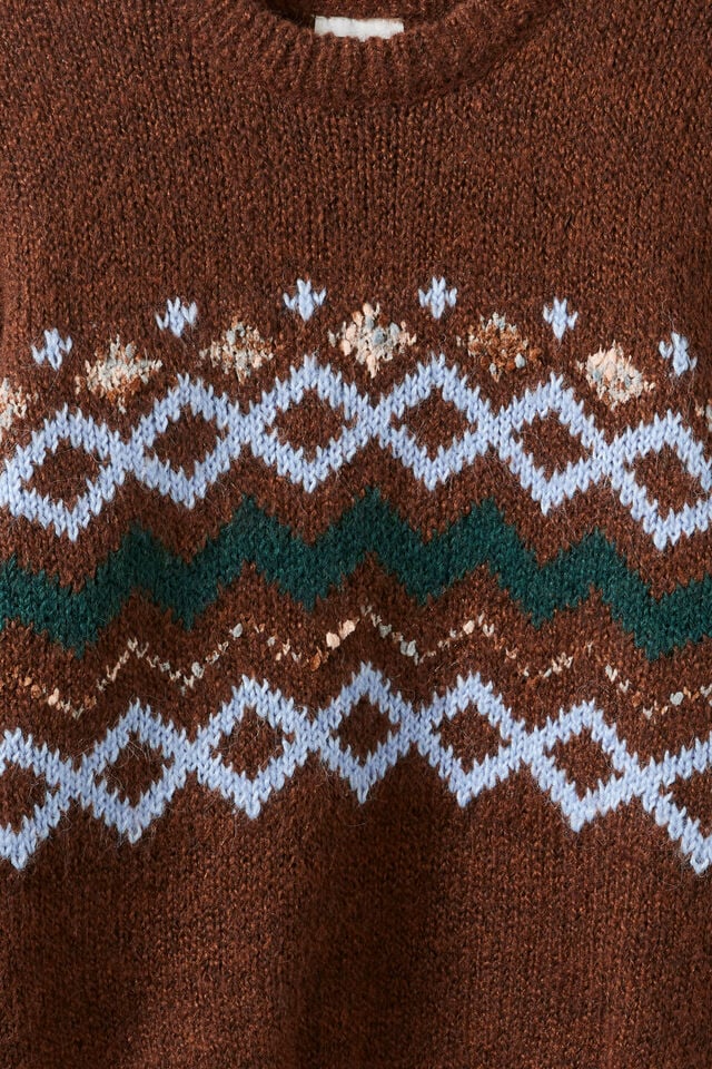Boys Cosy Crew Neck Sweater, ROCKY ROAD FAIRISLE