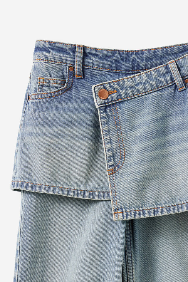 Super Wide Leg Skirt Denim Jean, AIRLIE LIGHT BLUE